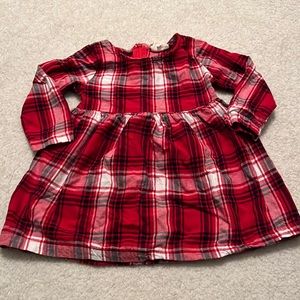 Red, black and white long sleeve dress. Zipper in back